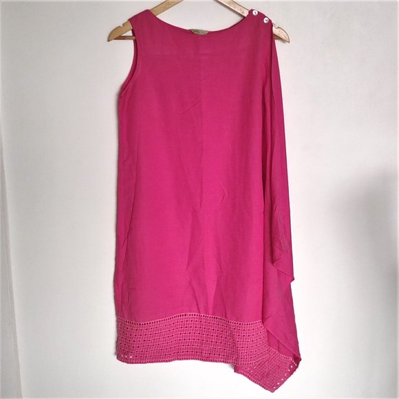 Pink Dress Global Desi sleeveless with flowy fabric on one side